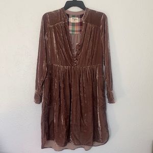 Anthropologie Holding Horses Nantes Mauve Velvet Dress XS